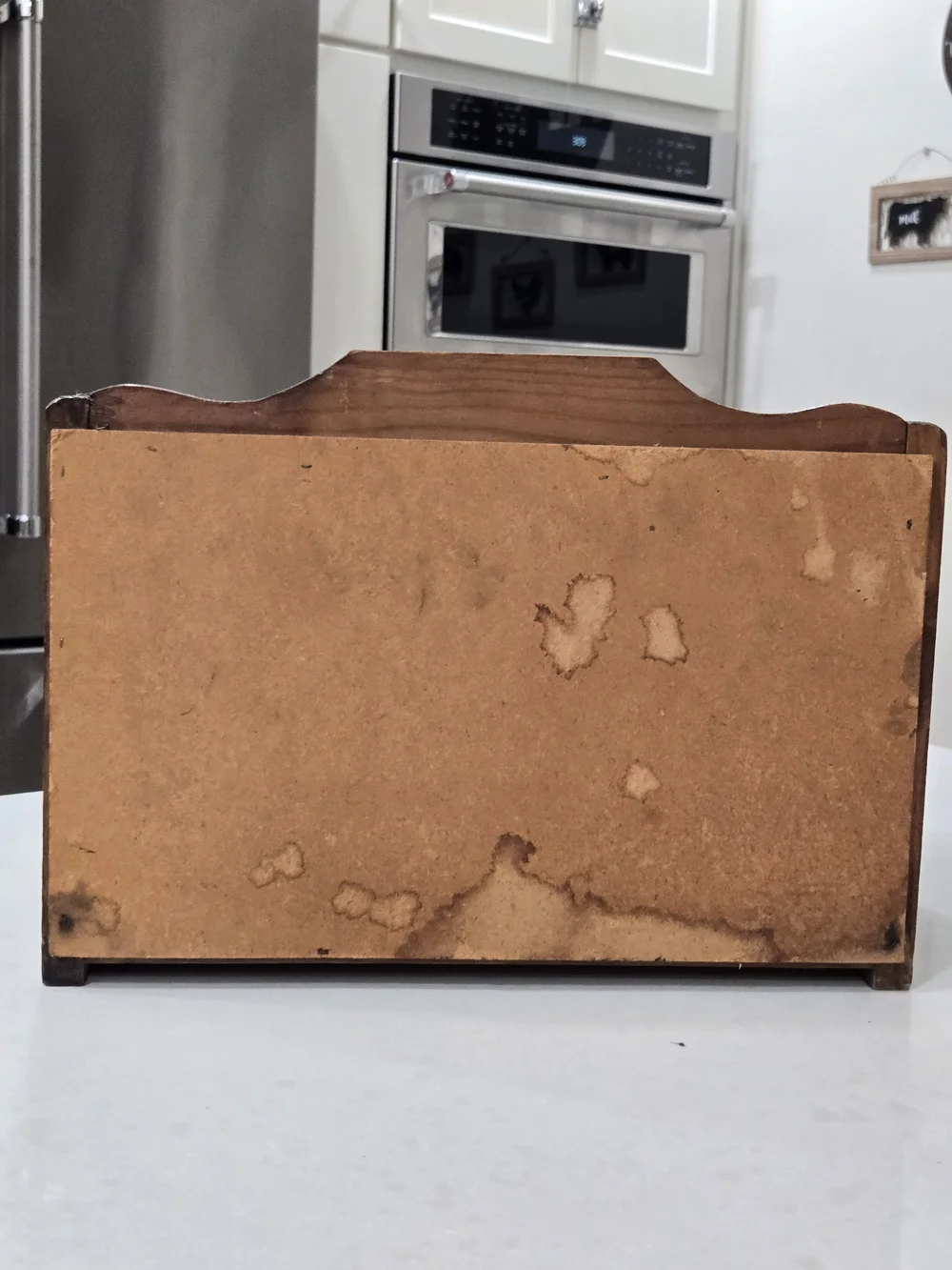 Vtg Wood Fresh Bread Box Stenciled Glass Face Farmhouse Breadbox Cottagecore